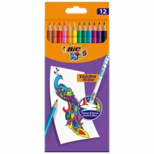 BiC Evolution Illusion Erasable Colouring Pencils Pack of 12