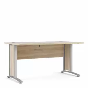 Prima Desk 150 Cm In Oak Effect With Silver Grey Steel Legs