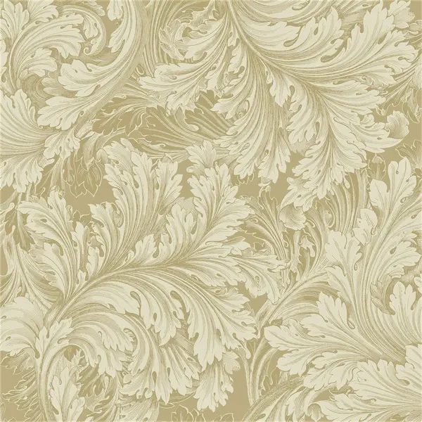 Grandeco Rossetti Acanthus Leaves Scroll Smooth Wallpaper Gold