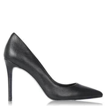 Linea Stiletto High Heel Shoes - Black Leather