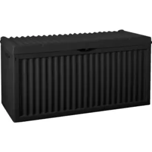 336L Large Outdoor Patio Garden Deck Plastic Storage Box Container Chest Wheels - 4400820 - Black - Idooka
