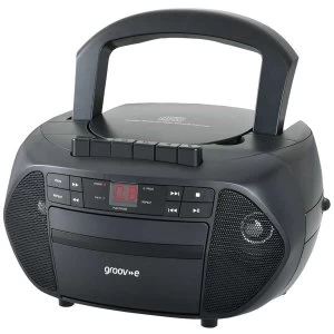 Groov-e Traditional Boombox Portable CD & Cassette Player with FM Radio - Black
