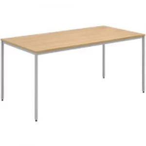 Dams International Rectangular Meeting Room Table with Oak Coloured MFC Top and Silver Frame Flexi 1600 x 800 x 725mm