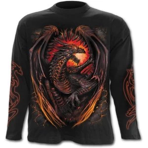 Dragon Furnace Mens Large Long Sleeve T-Shirt - Black