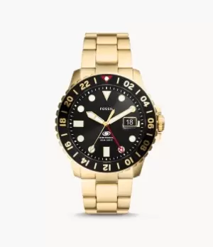 Fossil Men Fossil Blue GMT Gold-Tone Stainless Steel Watch