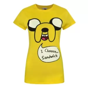 Adventure Time Womens/Ladies Jake I Choose Sandwich T-Shirt (XL) (Yellow)