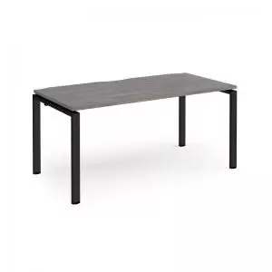Adapt single desk 1600mm x 800mm - Black frame and grey oak top