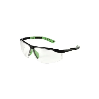 5X8 Clear Lens Gun Metal/Green Frame Safety Glasses - Univet