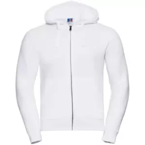 Russell Mens Authentic Full Zip Hooded Sweatshirt / Hoodie (L) (White)