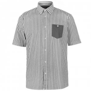 Pierre Cardin Pocket Detail Striped Short Sleeve Shirt Mens - Grey/White