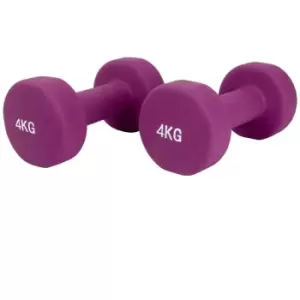 4 KG Pair of Neoprene Dumbbells Weights - Solid Iron Construction