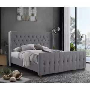 Envisage Trade - Clarita Upholstered Beds - Plush Velvet, Small Double Size Frame, Grey - Grey