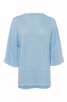 French Connection Beka Sheer Rib Jersey Top Blue