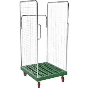 ESB Roll Container, 2 Side Mesh Panels with Safety Handles, Traffic Green