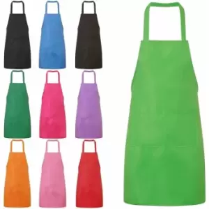 Plain Unisex Cooking Catering Work Apron Tabard with Twin Double Pocket - Dark Green - Jazooli