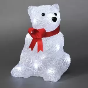 Christmas Battery LED Acrylic Sitting Polar Bear - 16 LEDs - 18cm high