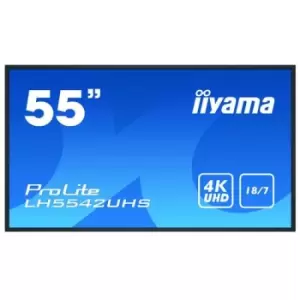 iiyama LH5542UHS-B3 signage display Digital signage flat panel 138.7cm (54.6") IPS 500 cd/m 4K Ultra HD Black Built-in processor Android 8.0 18/7