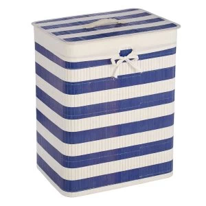 Premier Housewares Kankyo Nautical Bamboo Laundry Hamper - Blue/White