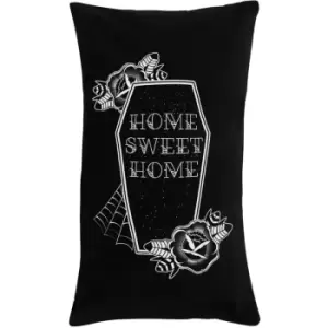 Grindstore Home Sweet Home Coffin Filled Cushion (One Size) (Black/White) - Black/White