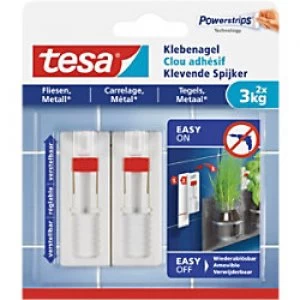 tesa Adhesive Nail Powerstrips White Pack of 2 holds up to 3 kg