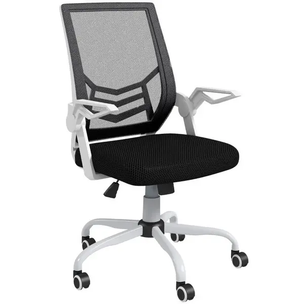 ProperAV Ergonomic Adjustable Office Chair with Flip-up Arm & Lumbar Back Support (Black)