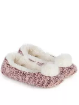 TOTES Fluffy Knit Ballet Slippers - Berry Size 3-4, Women