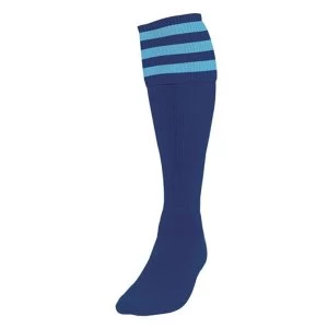 Precision 3 Stripe Football Socks Navy/Sky - UK Size 3-6