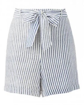 Junarose Cotton Stripe Belted Shorts