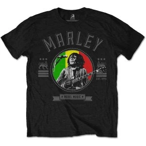 Bob Marley - Rebel Music Seal Unisex Large T-Shirt - Black