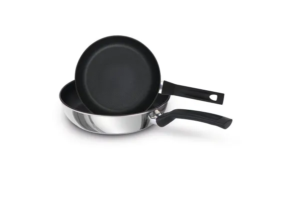 Frying Pan in Stainless Steel - Dishwasher Safe, 21 & 29cm - Pack of 2