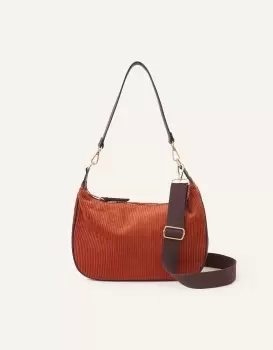 Accessorize Womens Cord Shoulder Bag Orange, Size: 32x22cm