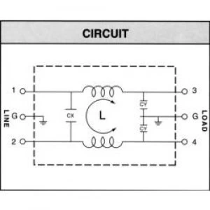 Mains filter IEC socket 250 V AC 3 A 1.8 mH L x