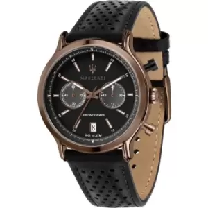 Gents Maserati Legend 42mm Chr Black Dial Blk St Watch
