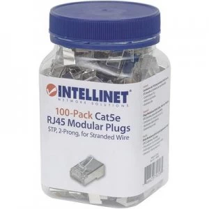 INTELLINET 100er-Pack Cat5e RJ45 modular plug STP 2-point wire contact for wire wire wire wire 100 plugs per cup Crimp contact Silver Intellinet 79058