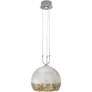 14kolarz - LUNA designer pendant light chrome 1 + 1 bulbs, antique lampshade, liberta silver