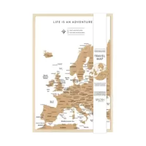 White Travel Cork Board Small Europe Map