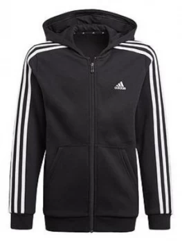 Adidas Boys Junior B 3-Stripes Full Zip Hoodie - Black