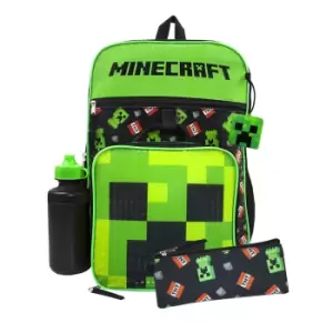 Minecraft TNT Creeper Backpack Set (Pack of 5) (One Size) (Black/Green)
