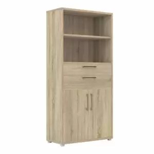 Prima Bookcase with 4 Shelves and 2 Drawers, Oak