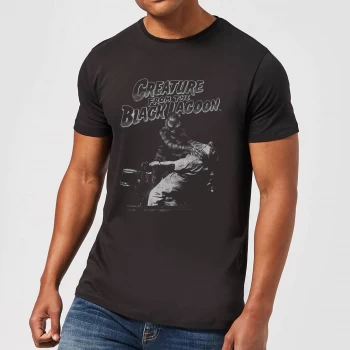 Universal Monsters Creature From The Black Lagoon Black and White Mens T-Shirt - Black - 4XL - Black