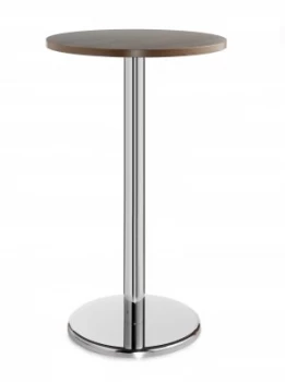 Pisa Circular Poseur Table With Round Chrome Base 800mm - Walnut