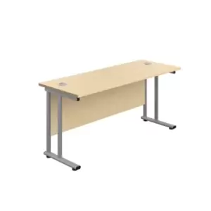 1200 X 800 Twin Upright Rectangular Desk Maple-Silver