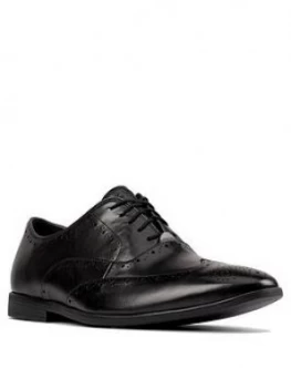 Clarks Bampton Rhodes Leather Shoes - Black, Size 9, Men