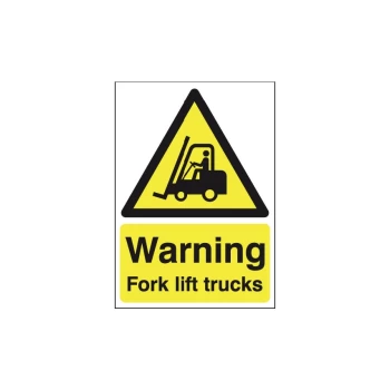 Fork Lift Trucks Rigid PVC Warning Sign - 210 X 297MM