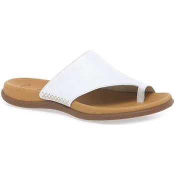 Gabor Lanzarote Toe Loop Womens Mules womens Flip flops / Sandals (Shoes) in White,5,6,6.5,7,8