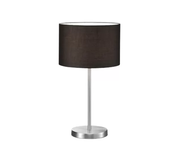 Hotel Modern 30cm Table Lamp with Round Shade Nickel Matt with Black Shade