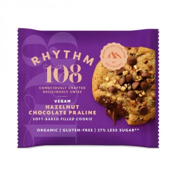 Rhythm 108 Organic Soft-Baked Chocolate Hazelnut Praline Filled Cookie - 50g (12 minimum)
