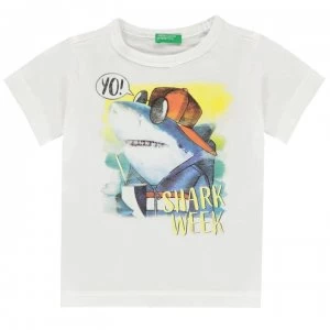 Benetton Shark Print T Shirt - White 101