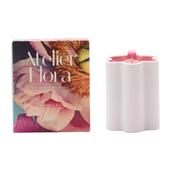 The Aromatherapy Company Atelier Flora 200g Candle - Vanilla & Peach Blossom White