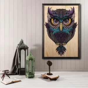 Owl Color Dream Multicolor Decorative Framed Wooden Painting
